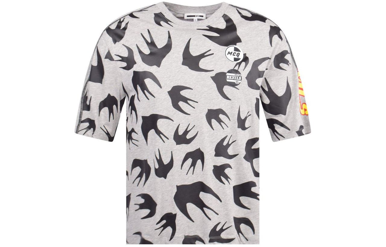 McQ Alexander McQueen Classic Printing Cotton Short Sleeve Unisex light grey 527529-RMT70-1225