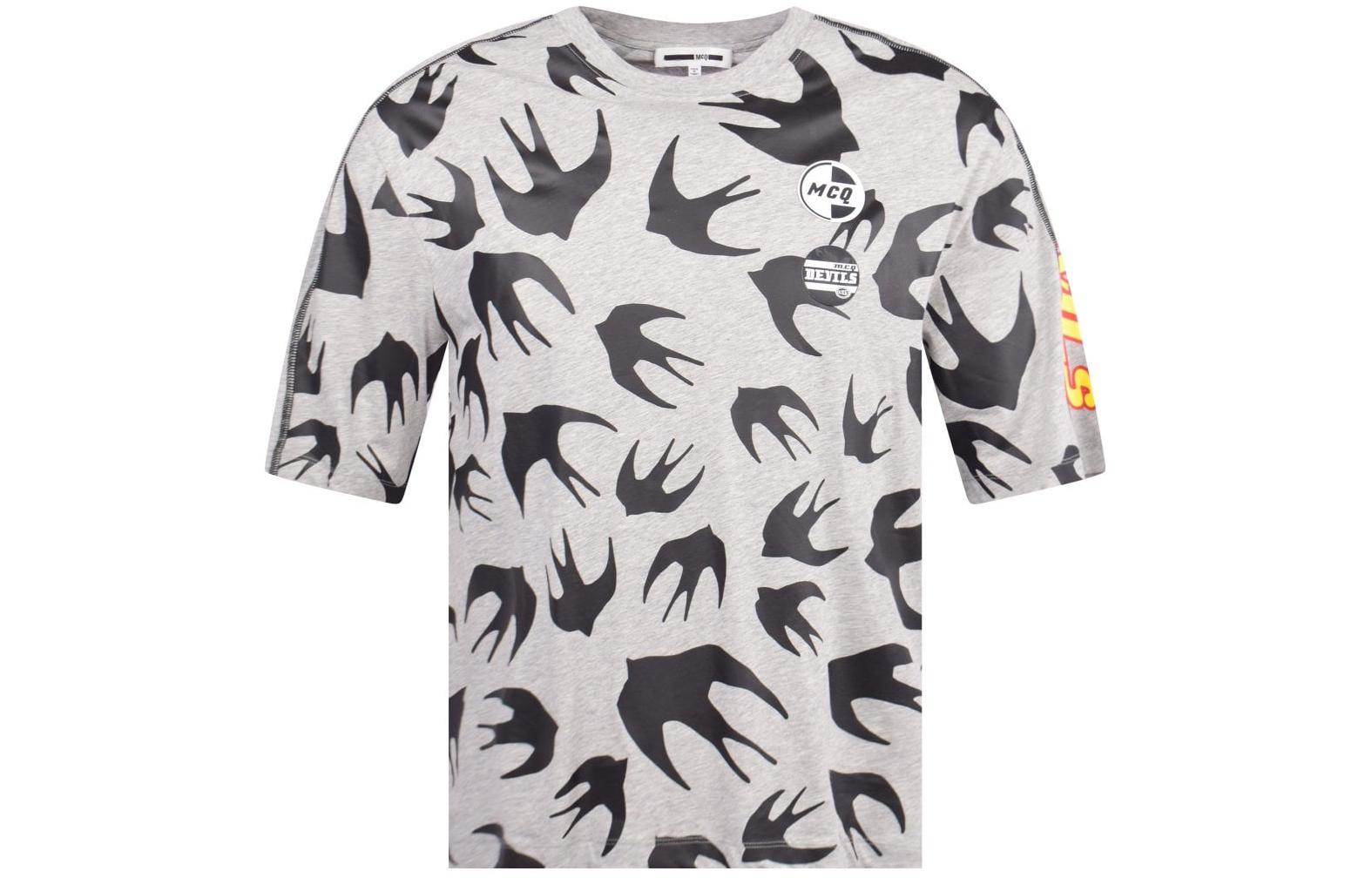McQ Alexander McQueen Classic Printing Cotton Short Sleeve Unisex light grey 527529-RMT70-1225