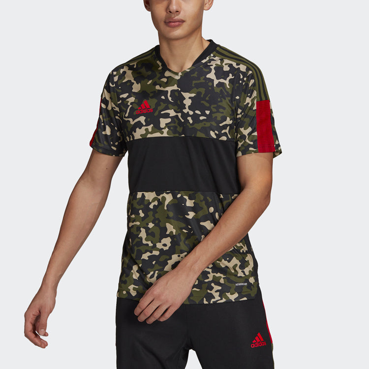 adidas Tiro Tr Jsy Aop Soccer/Football Sports Patchwork Print Short Sleeve Camouflage GU8190