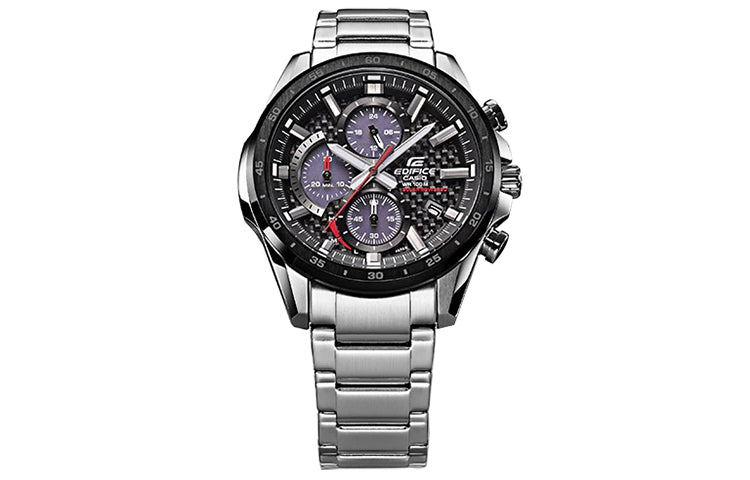 Men's CASIO EDIFICE Classic Chain quartz Watch Black Gray Mens Silver Analog EQS-900DB-1A
