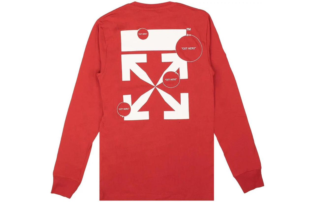 Off-White Cut Here Long-Sleeve T-Shirt 'Red' OMAB001F20FAB0062501