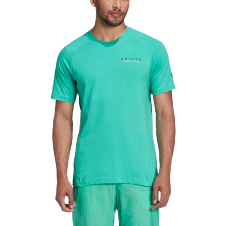 Men's adidas originals Solid Color Logo Printing Round Neck Pullover Short Sleeve Green T-Shirt HF4924