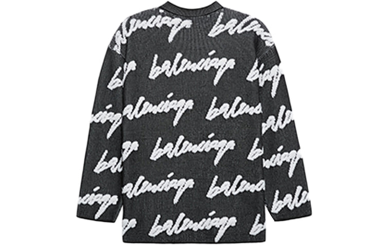 Balenciaga 3D Scribble Crewneck Cotton Knit 'Black' 625985T31801070