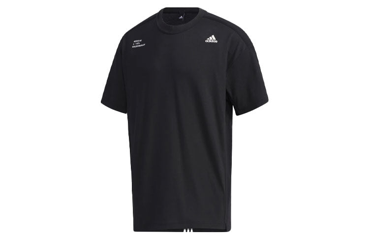 adidas M Tech Tee Logo Printing Loose Sports Round Neck Short Sleeve Black FT6629