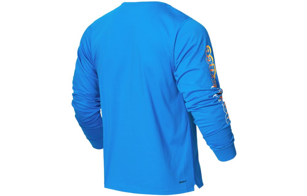 New Balance Athletic Fit Printed Long Sleeve Top Asia Sizing 'Blue' MT21065-SBU