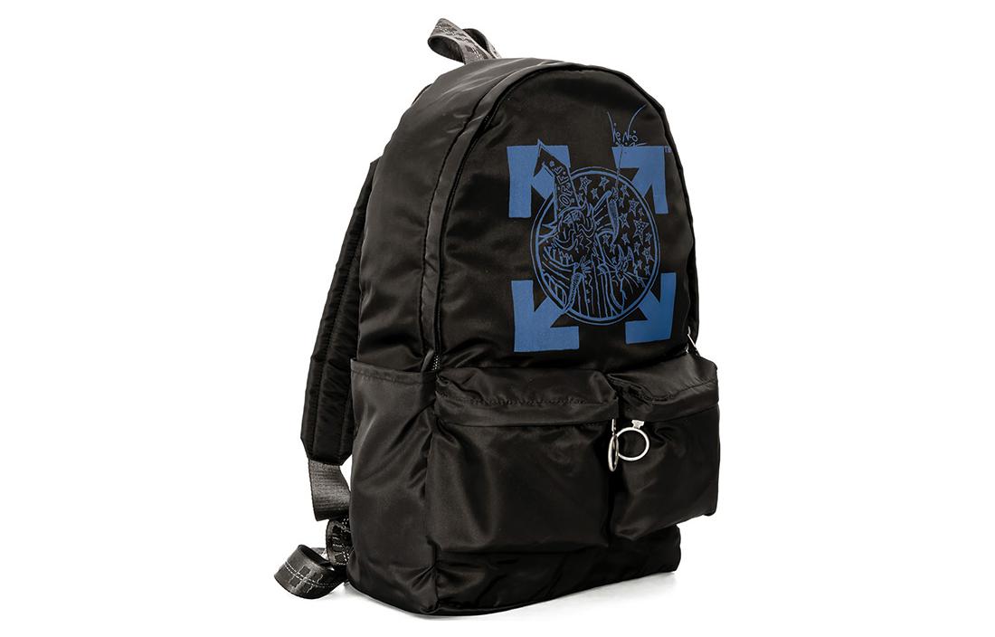 Men's Off-White Classic Arrow Logo Adornment Zipper Handbag Backpack Black OMNB003F19E480171030
