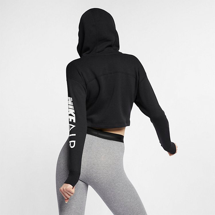 Nike Air Full Zip Cropped Fleece Hoodie 'Black' AR3656-010