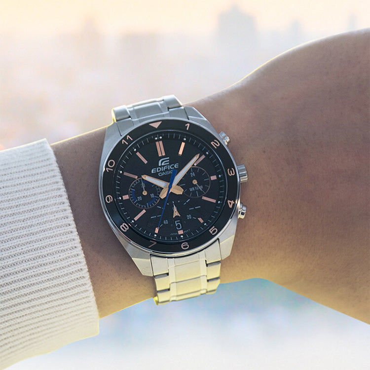 CASIO Waterproof EDIFICE Quartz Stainless Steel Strap Mens Silver Analog/Digital Combo EFV-590D-1AVUPFD