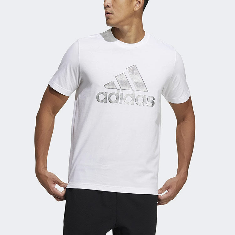 adidas Logo Printing Sports Round Neck Short Sleeve White GP0973