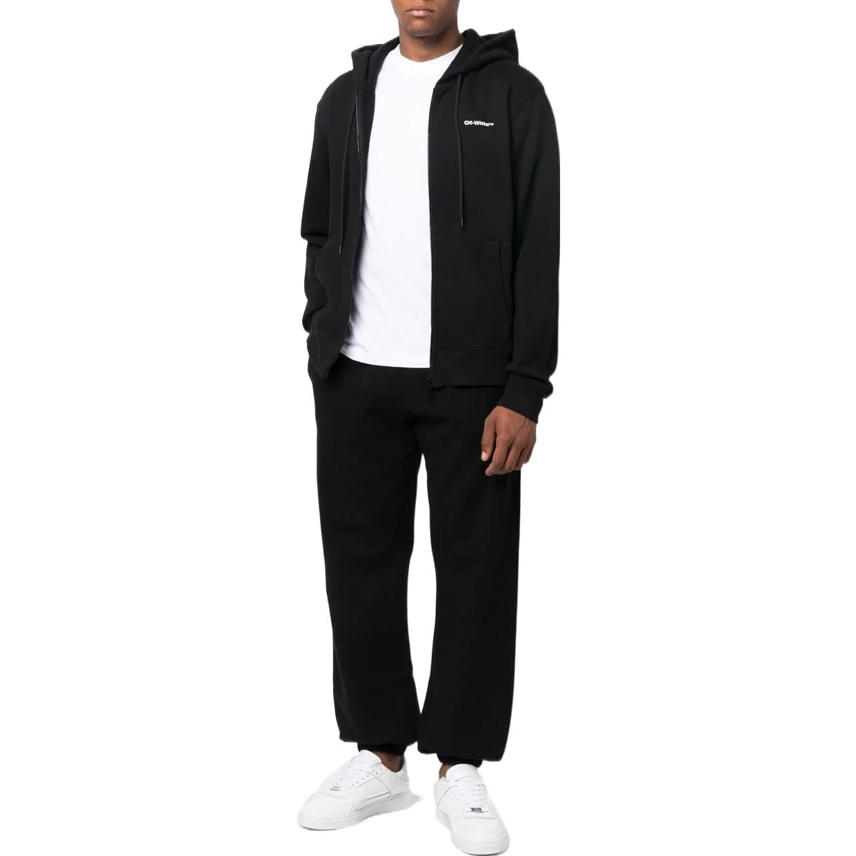 Men's Off-White FW22 Twill Logo Printing Zipper Loose Fit Black OMBE013F22FLE0071001