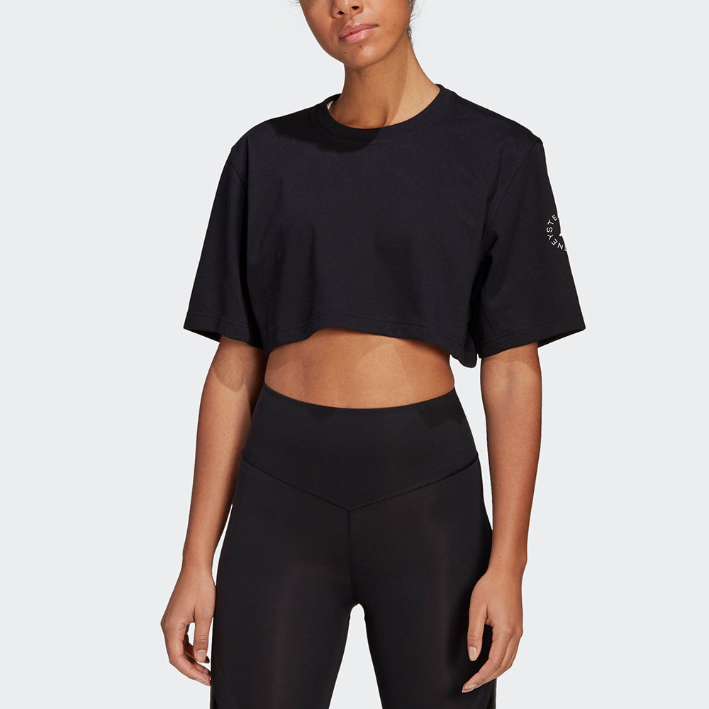 (WMNS) adidas by Stella McCartney Future Playground Cropped T-Shirt Asia Sizing 'Black' GL7340