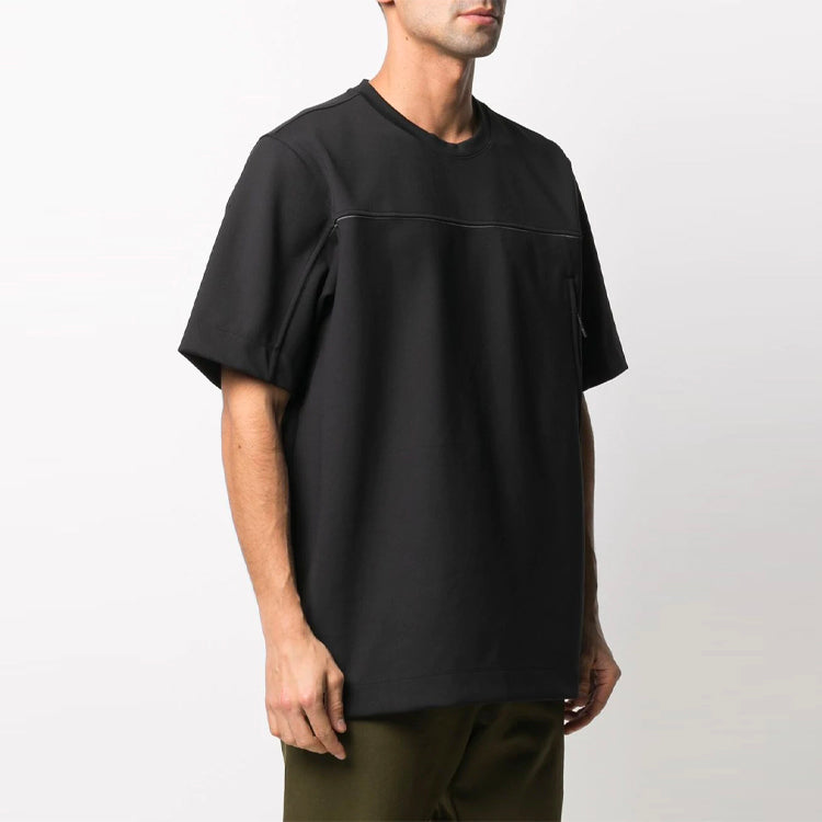 Men's Y-3 SS21 Logo Pattern Round Neck Short Sleeve Black T-Shirt GV6088