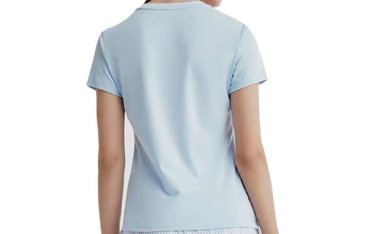 (WMNS) FILA Printing Round Neck Short Sleeve Light Blue F11W028132FLB