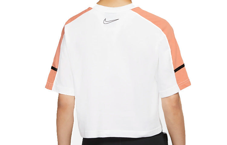 (WMNS) Nike Sportswear Short Sleeve Tops 'White Orange' CU6393-100