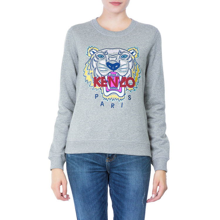(WMNS) KENZO SS21 Classic Tiger Head Printing Long Sleeves Hoodie Gray F862SW7054XA-95