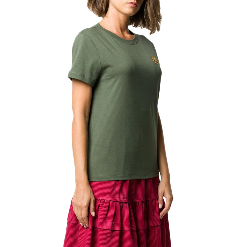 KENZO SS21 Tiger Head Embroidered Round Neck Short Sleeve Green T-Shirt FA62TS8434SJ-54