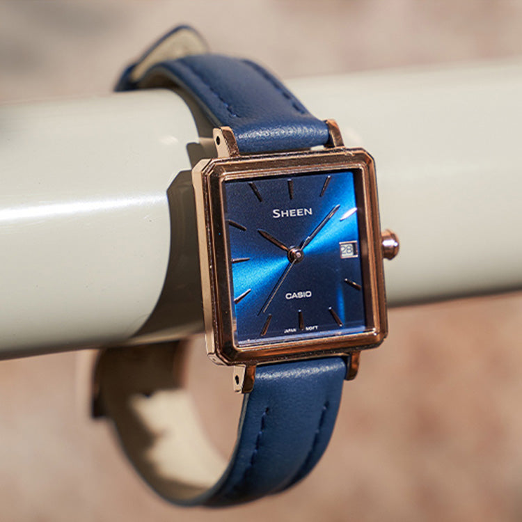 CASIO SHEEN Sapphire Crystal Rose GoldBlue Analog SHE-4538GL-7A