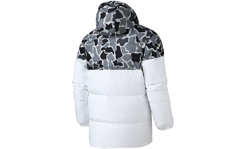 adidas originals Sports Camouflage Printing Splicing Reversible hooded down Jacket White DP8550
