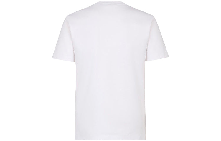 FENDI FW21 Fish-Eye Pattern Printing Round Neck Short Sleeve White FS7254AG80F0ZNM