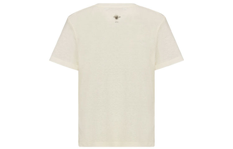 DIOR Des Vents SS21 Pattern Printing Round Neck Short Sleeve Creamy White T-Shirt 153T12B4452-X0800