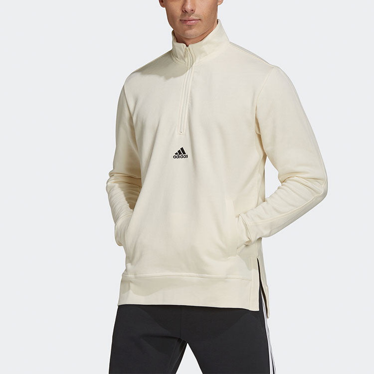 adidas Halfzip M Casual Sports Stylish Half Zipper Stand Collar White H54030