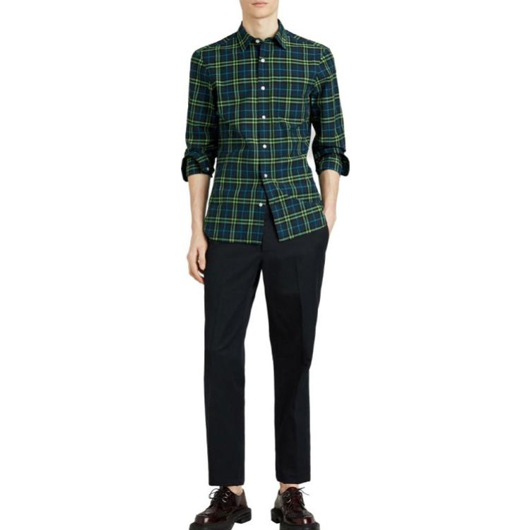Men's Burberry Plaid Long Sleeves Shirt Blue Green 80031031