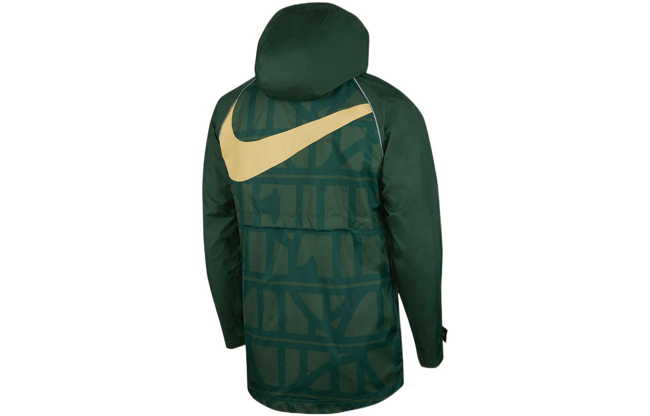 Men's Nike Logo Printing Soccer/Football Hooded Jacket Green DB9865-378