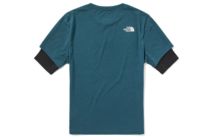 Men's THE NORTH FACE Outdoor Sweat Absorbing Breathable Short Sleeve Blue 4NA6-SF4