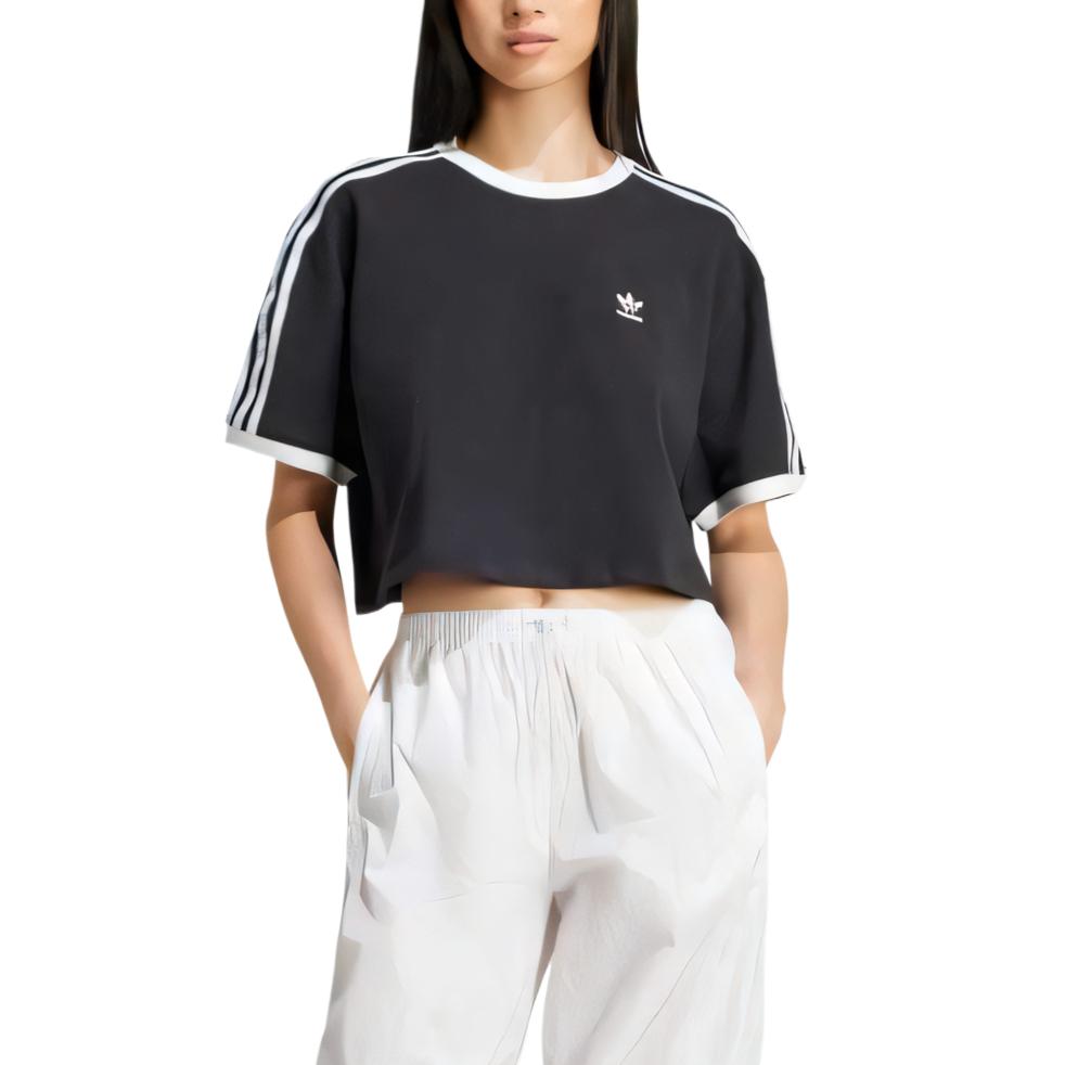 (WMNS) adidas 3s Loose Crop Top Asia Sizing 'Black' JC8149