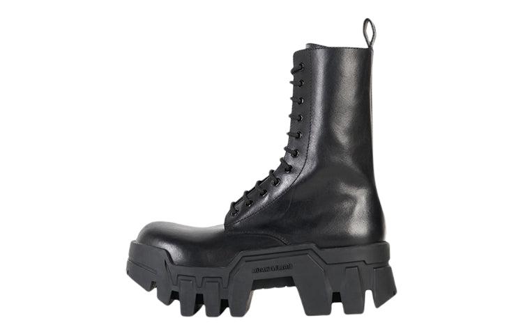 (WMNS) Balenciaga Bulldozer Lace Up Boot 'Black Vegetal Calfskin' 671554WBCQ01000