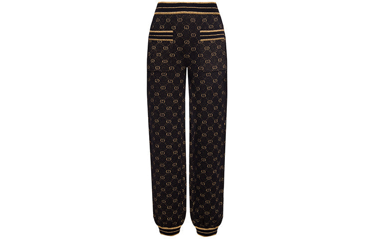 (WMNS) Gucci GG Printed Metallic Blend Sweatpants For Black 611277-XKAKV-1815
