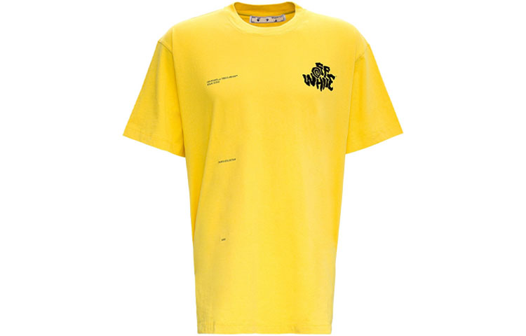 Off-White SS21 Logo Printing Round Neck Casual Short Sleeve Loose Fit Yellow OMAA038S21JER0091910