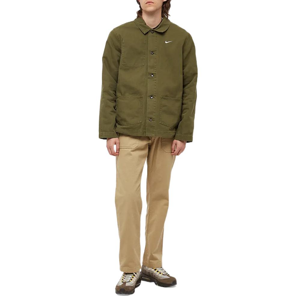 Men's Nike Life Chore Jacket Solid Color Logo Embroidered Green DQ5184-326