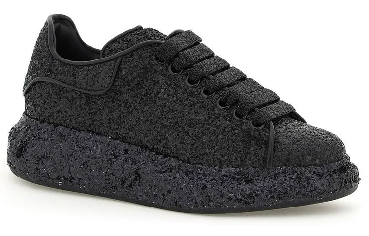 (WMNS) Alexander McQueen Larry Oversize Glittered Sneakers 'Black' 708072W4JF81000