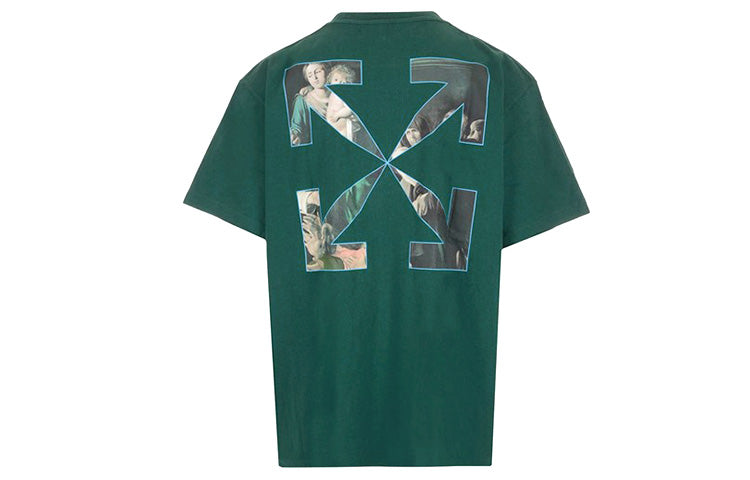 Off-White Caravaggio Painting Pattern Short Sleeve Loose Fit Green OMAA038E20JER0055710