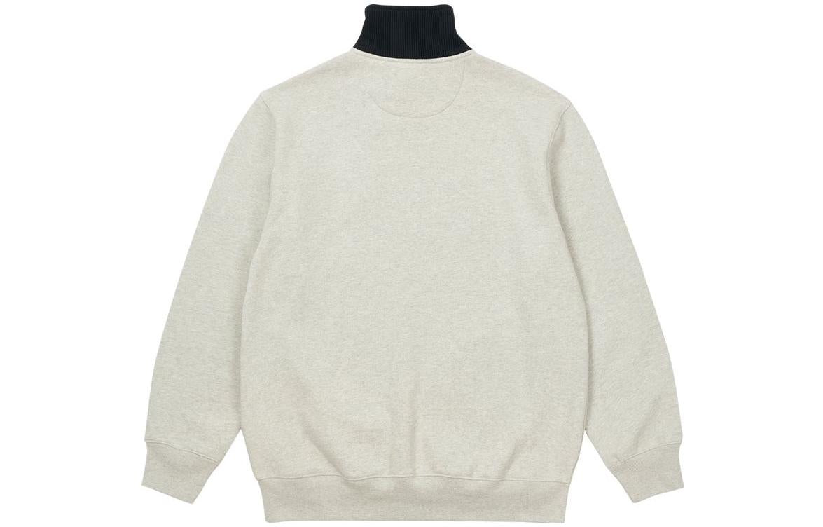 Palace Rib 1/4 Zip Funnel 'Grey Marl' P23CS256