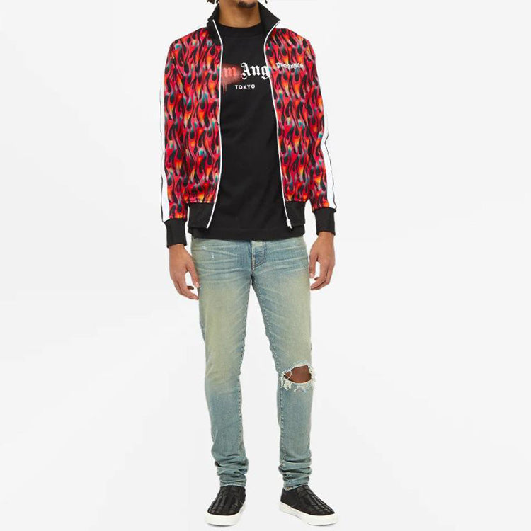 PALM ANGELS Tokyo Sprayed Logo Tee Red logo Short Sleeve Black PMAA001F20JER0141025