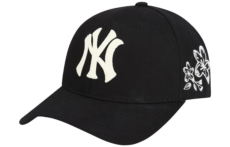 MLB New York Yankees NY Flowers Embroidered Baseball Cap Black White 32CPFK911-50L