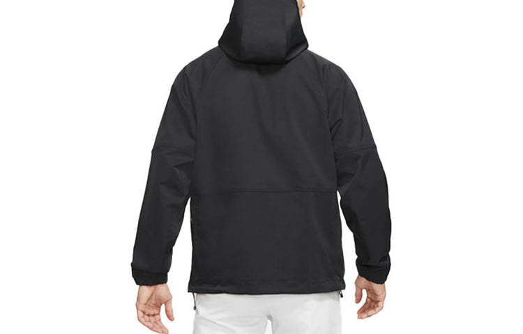 Men's Nike Repel Half Zipper Solid Color Storage Simple Golf Hooded Jacket Black CU9774-010