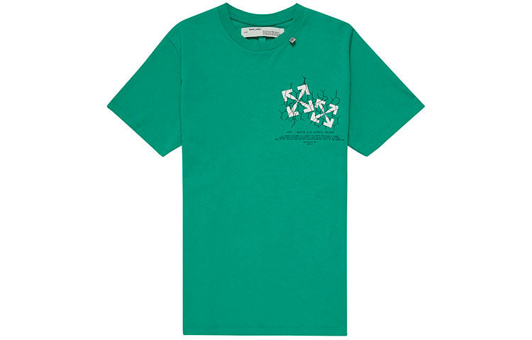 Off-White Green Fence Arrows T-Shirt Arrow Printing Short Sleeve OMAA027S201850024401