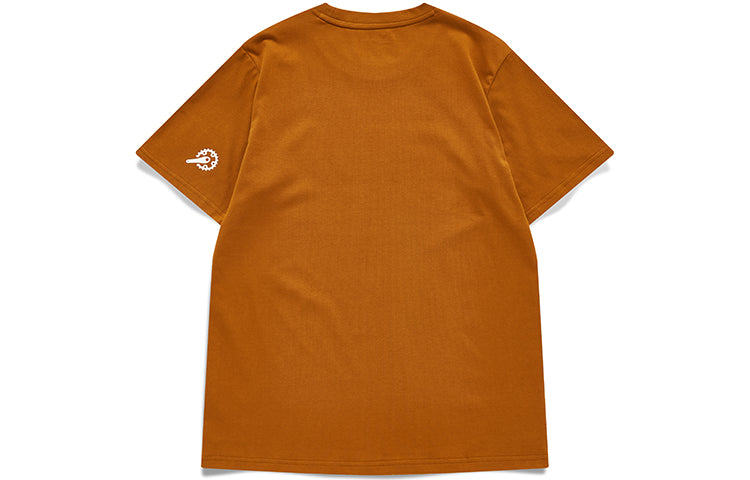 Men's FILA FUSION Rock Logo Printing Sports Short Sleeve Brown T-Shirt T11M133105F-DR