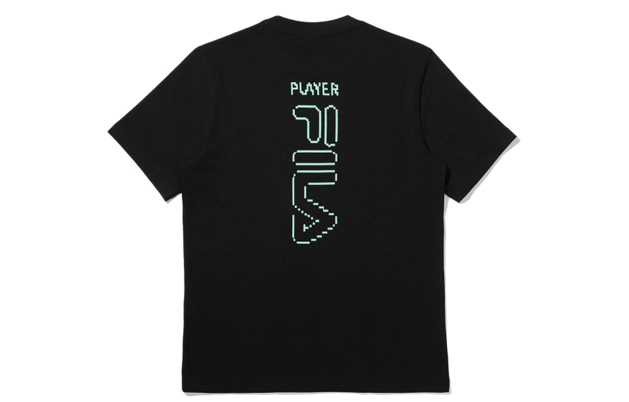 FILA Alphabet Logo Round Neck Short Sleeve Couple Style Black FS2RSD2885X-BLK