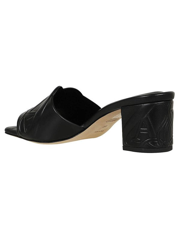 (WMNS) Alexander McQueen Leather Sandals 'Black' 780713WIEAD1000