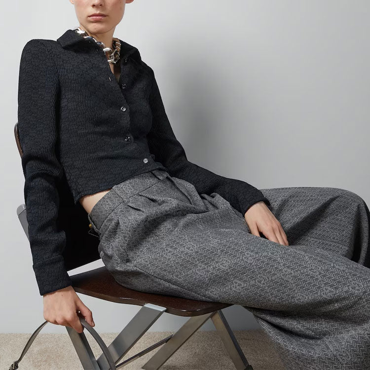 (WMNS) Gucci GG Crinkle Viscose Shirt 'Black' 771806-ZAPF8-1000