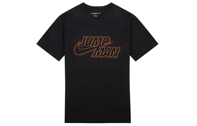 Air Jordan Large Logo Alphabet Printing Sports Training Round Neck Short Sleeve Black DN4430-010