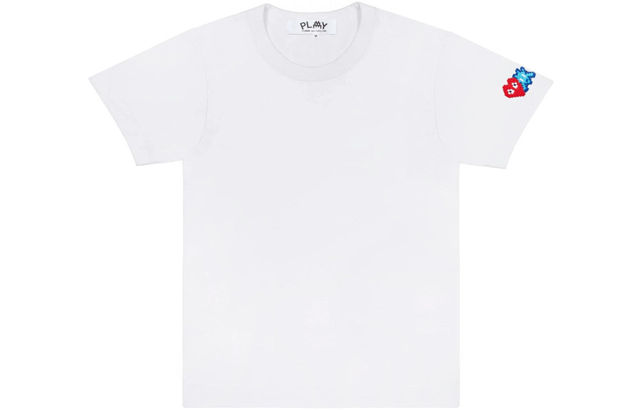 (WMNS) COMME des GARCONS PLAY FW25 Invader T-Shirt Red And Blue Sleeve Emblem 'White' AZ-T328-051