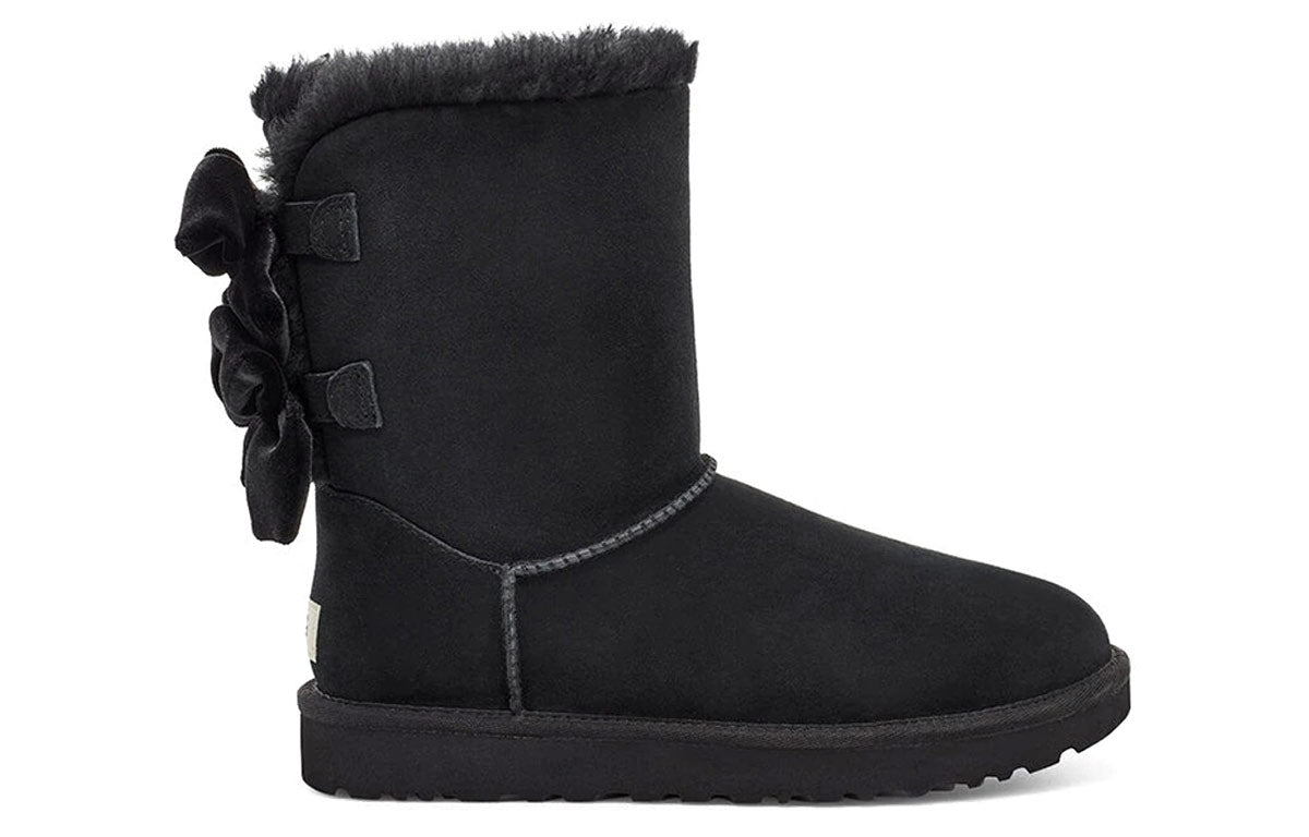 (WMNS) UGG Bailey Bow Velvet Snow Boots Black 1118854-BLK