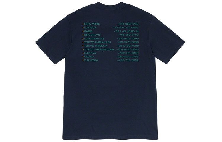 Supreme FW19 Week 1 New Shit Tee Alphabet Logo Short Sleeve Unisex Navy Blue SUP-FW19-032