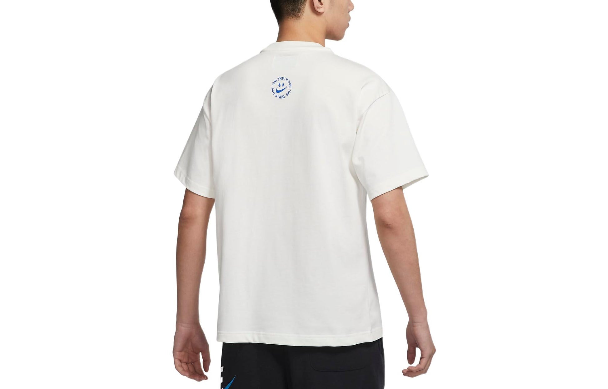 Men's Nike Smile Flower Logo Pattern Printing Round Neck Short Sleeve White T-Shirt DV0683-133