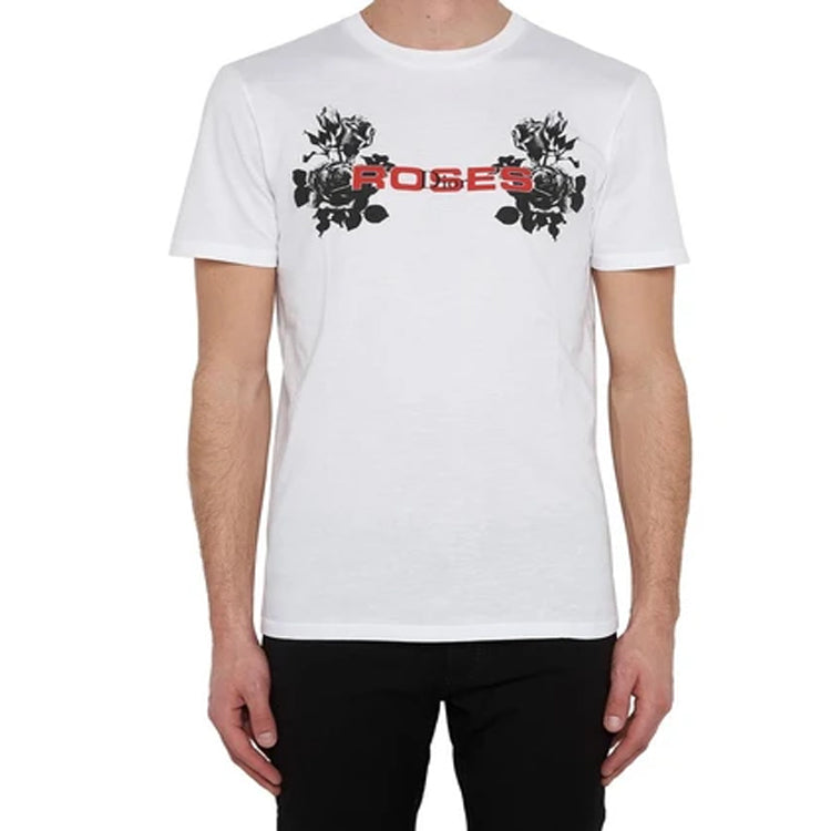 DIOR Homme Rose Printing Short Sleeve Unisex White 733J603I0212